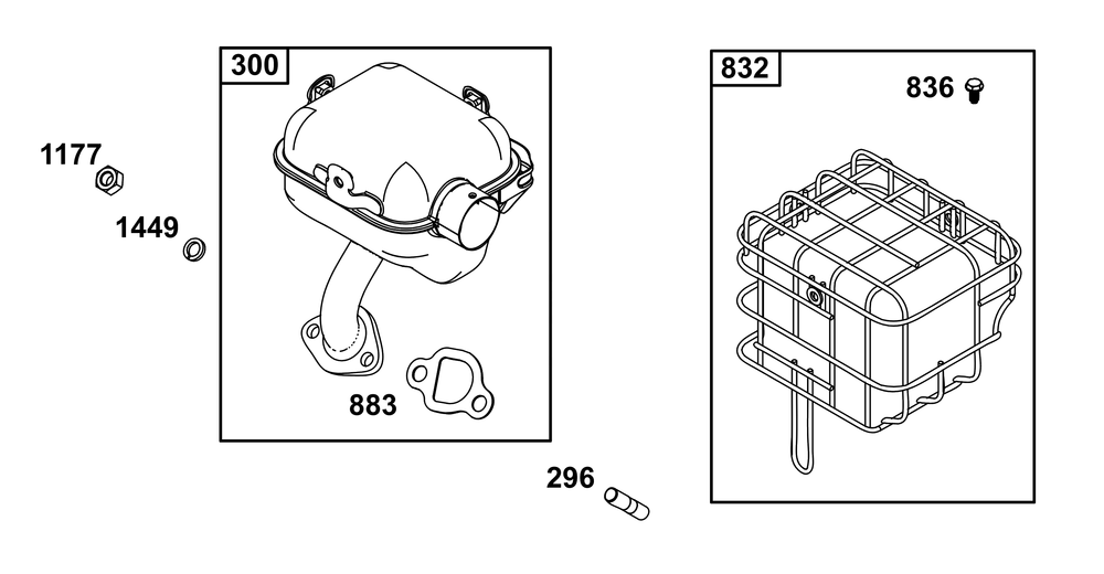 Exhaust Group Diagram and Parts List for 130G32-0037-H5 100000 - 19Z999 Briggs and Stratton Engine